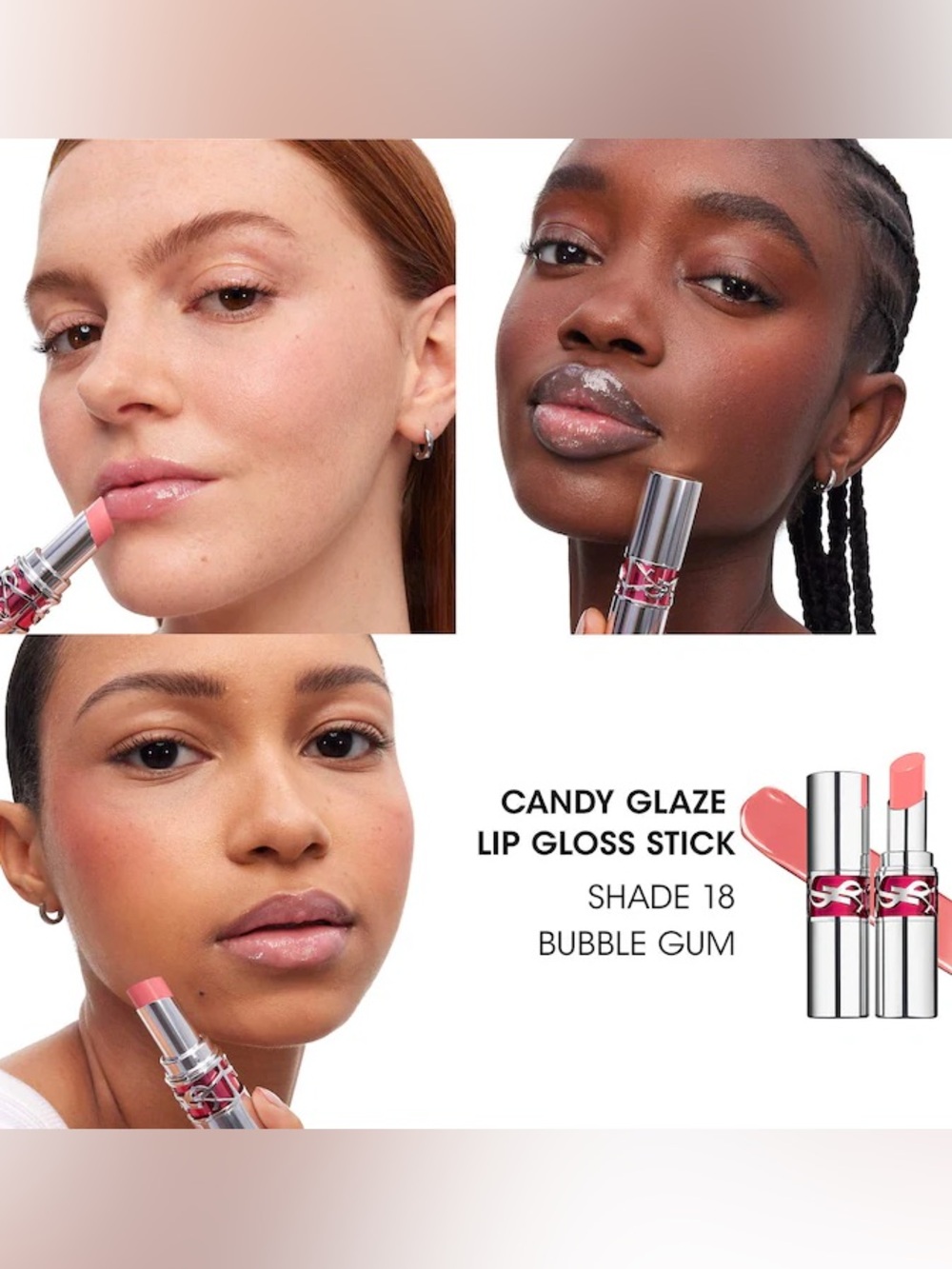 Yves Saint Laurent Candy Glaze Lip Gloss Stick — Bubble Gum Pink